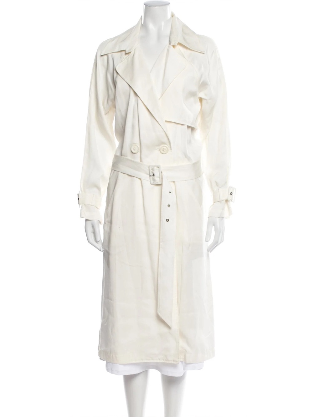 Michelle Mason Classic Ivory Belted Trench Coat | Size 4